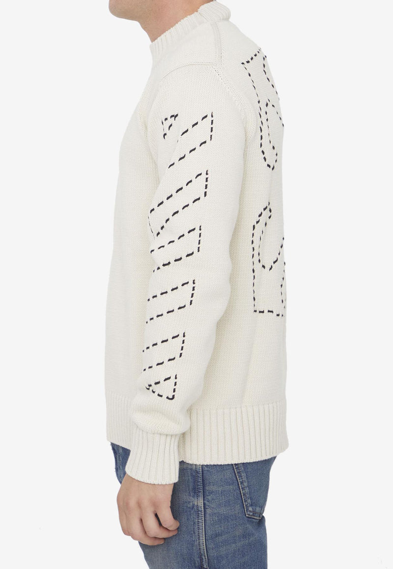 Off-White Stitch Knit Crewneck Sweater OMHE172F23KNI001--6110