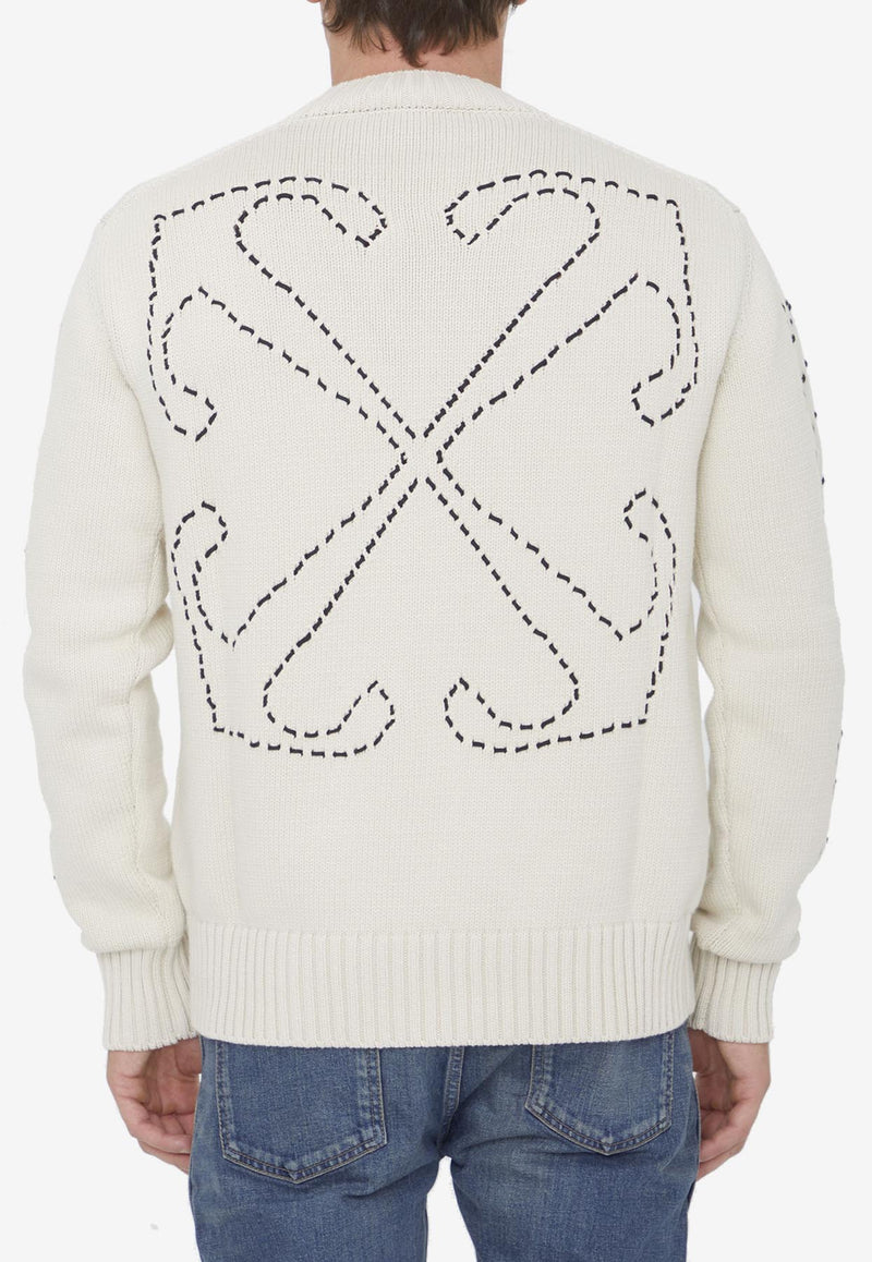 Off-White Stitch Knit Crewneck Sweater OMHE172F23KNI001--6110