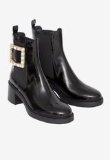 Roger Vivier Viv' Rangers 60 Chelsea Boots in Patent Leather Black RVW59836340-1UJ-B999