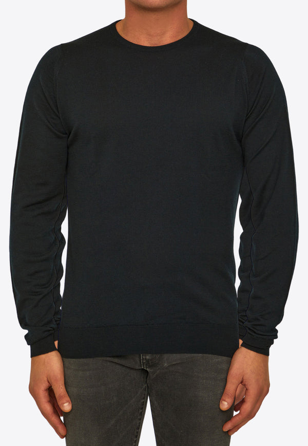 John Smedley Crewneck Wool Sweater Black LUNDY--BLACK