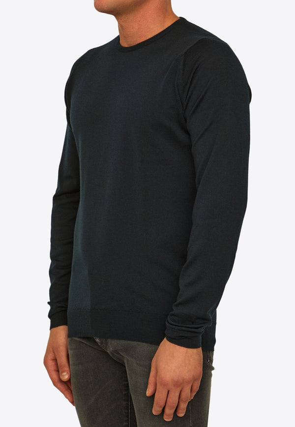 John Smedley Crewneck Wool Sweater Black LUNDY--BLACK