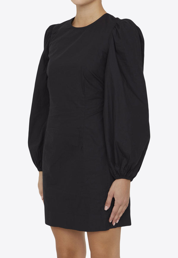 GANNI Long-Sleeved Mini Dress F7916--099 Black