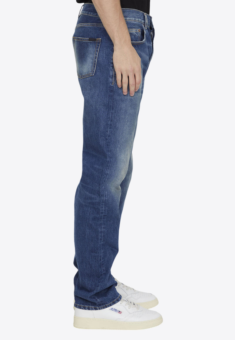 Saint Laurent Straight-Leg Washed Jeans Blue 752318YV970--5071