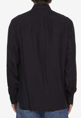Saint Laurent Cassandre Striped Silk Shirt 646850Y6H39--1000