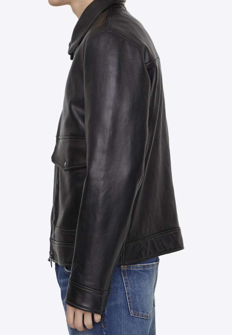 Salvatore Santoro Zip-Up Leather Jacket 45541-ESY-BLACK