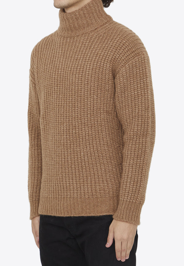 Roberto Collina Rib-Knit Alpaca Sweater RP47203--6 Camel