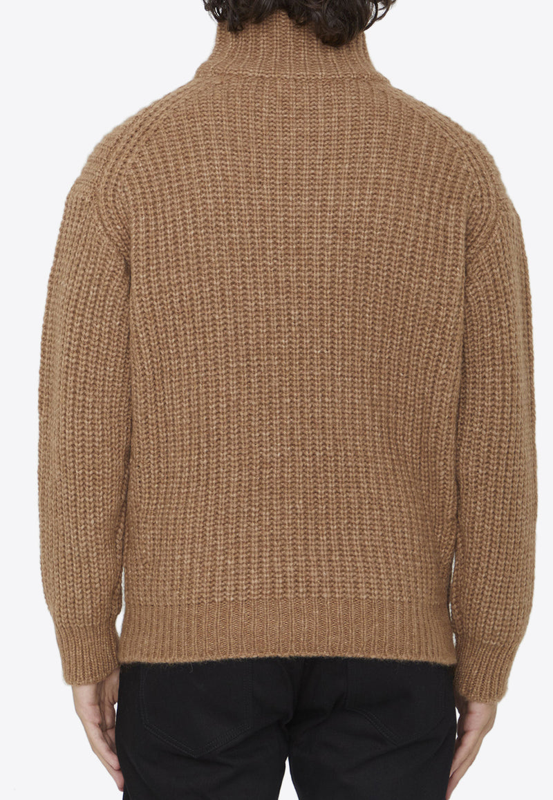 Roberto Collina Rib-Knit Alpaca Sweater RP47203--6 Camel