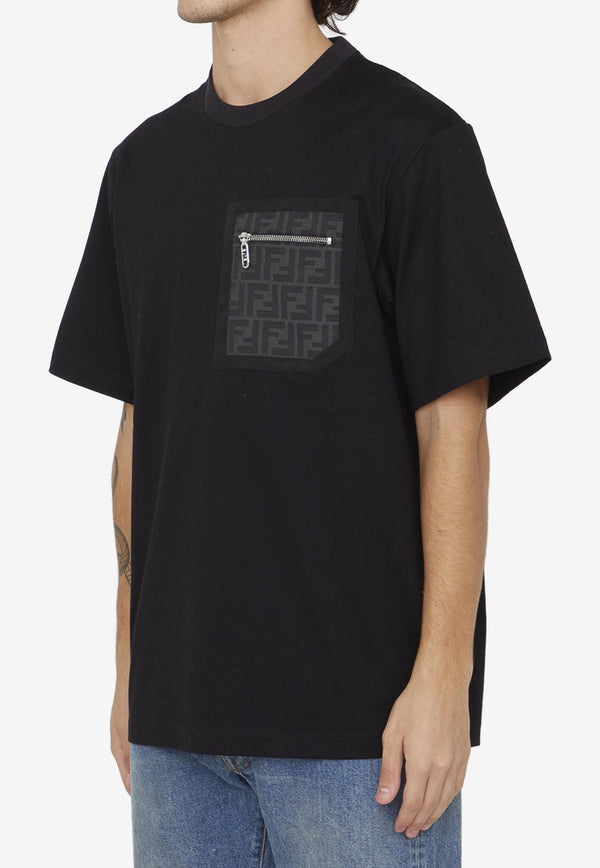 Fendi Short-Sleeved Solid T-shirt FY1257-APM4-F0QA1 Black