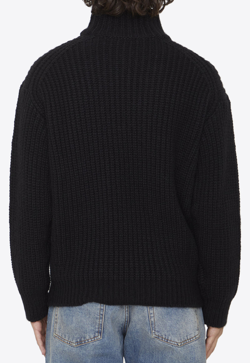 Roberto Collina Turtleneck Sweater in Alpaca Blend Black RP47203--9