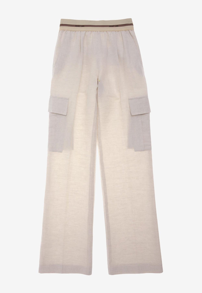 Helmut Lang Linen Blend Cargo Pants Ivory N04HW206IVORY