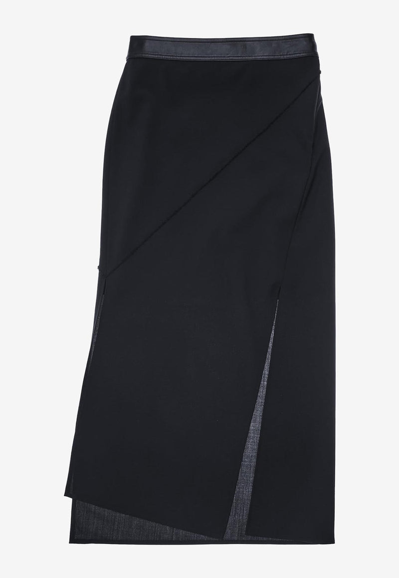 Helmut Lang High-Rise Midi Skirt in Wool Blend Black N05HW301BLACK