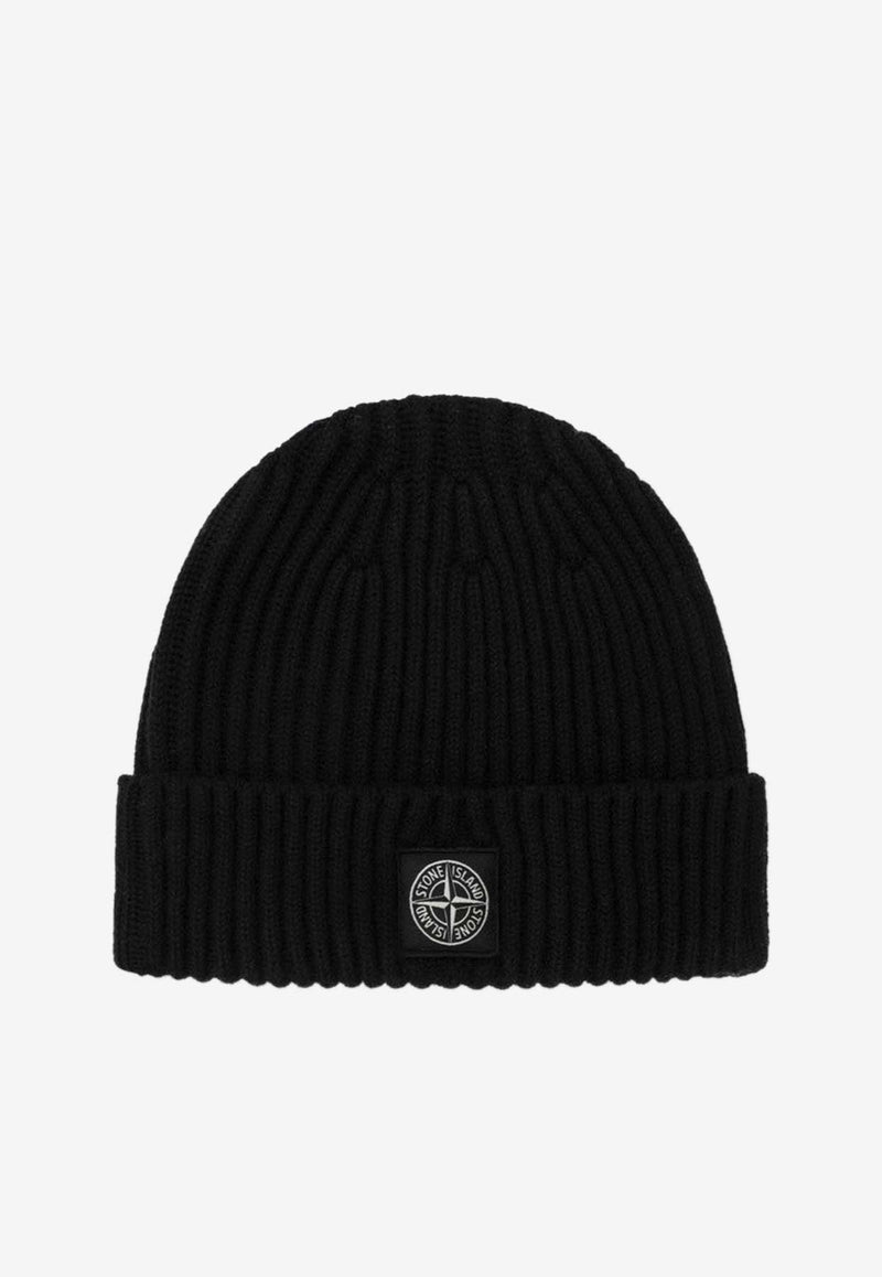 Stone Island Junior Boys Wool Ribbed Beanie Black N100007S0C03/R_STONE-V0029