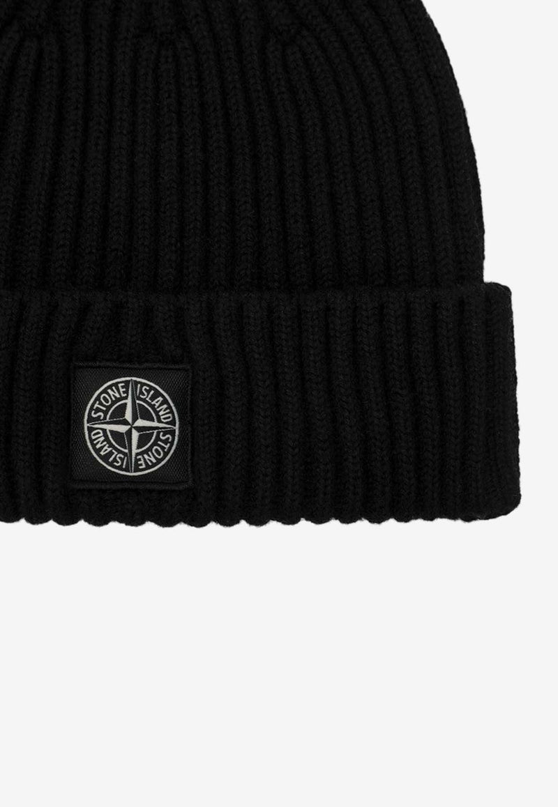 Stone Island Junior Boys Wool Ribbed Beanie Black N100007S0C03/R_STONE-V0029