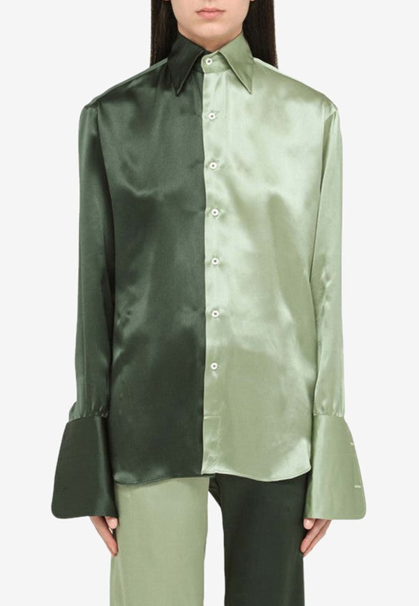 Woera Color-Block Button Up Silk Shirt N1009ASI/M_WOERA-MG