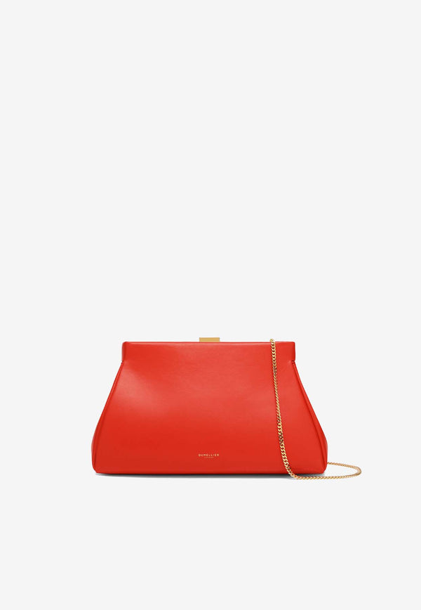 DeMellier London Cannes Chain Leather Clutch N102RED