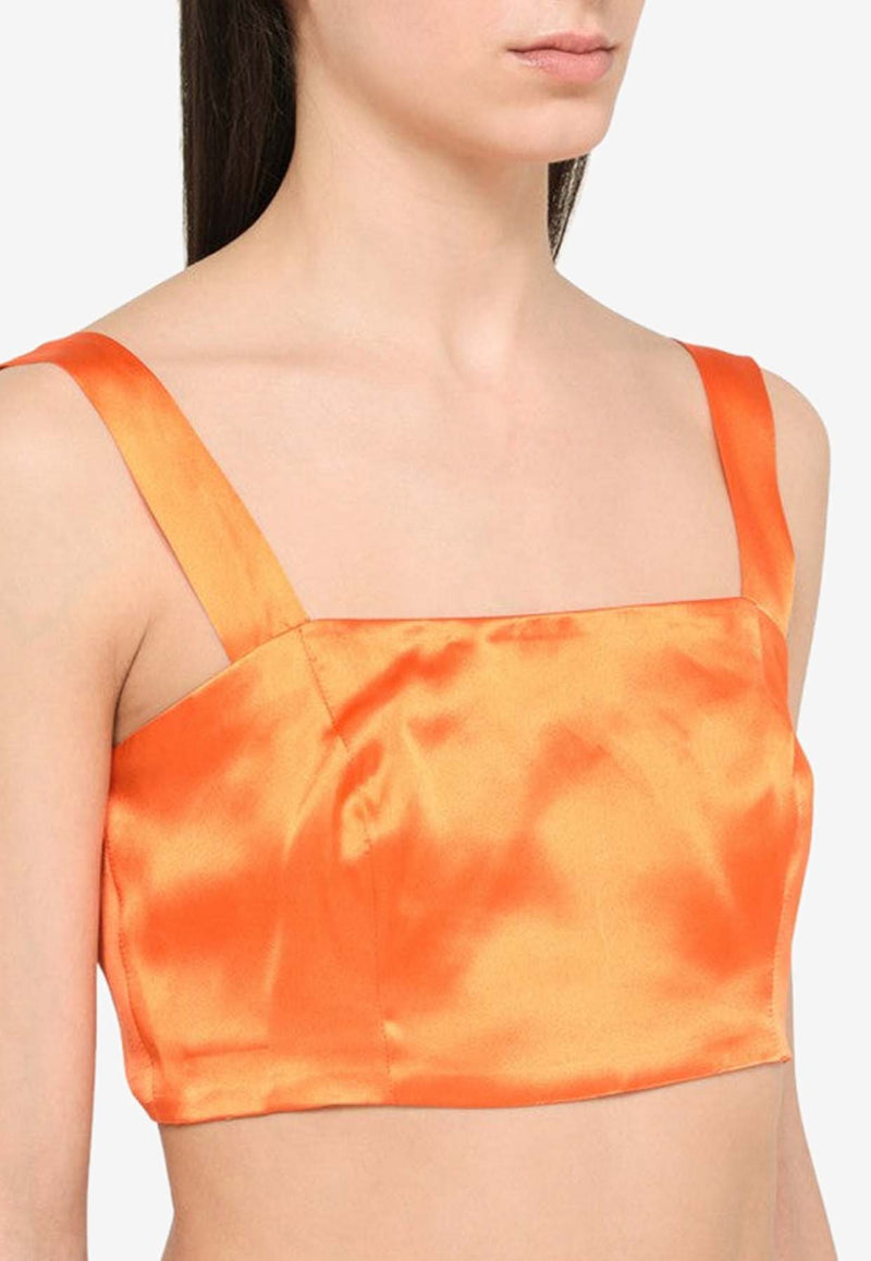 Woera Sleeveless Square Neck Silk Top N1058SI/M_WOERA-OR