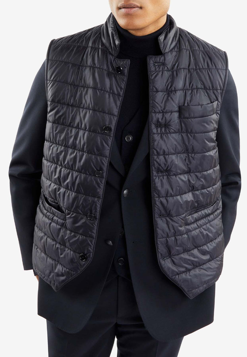 Fay Archive Quilted Buttoned Vest Navy NAM20490640WLWU809NAVY