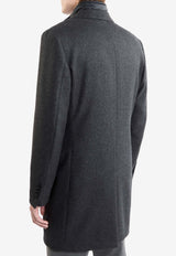 Fay Archive Single-Breasted Wool Blend Coat Gray NAM53491390GAHB801BLACK