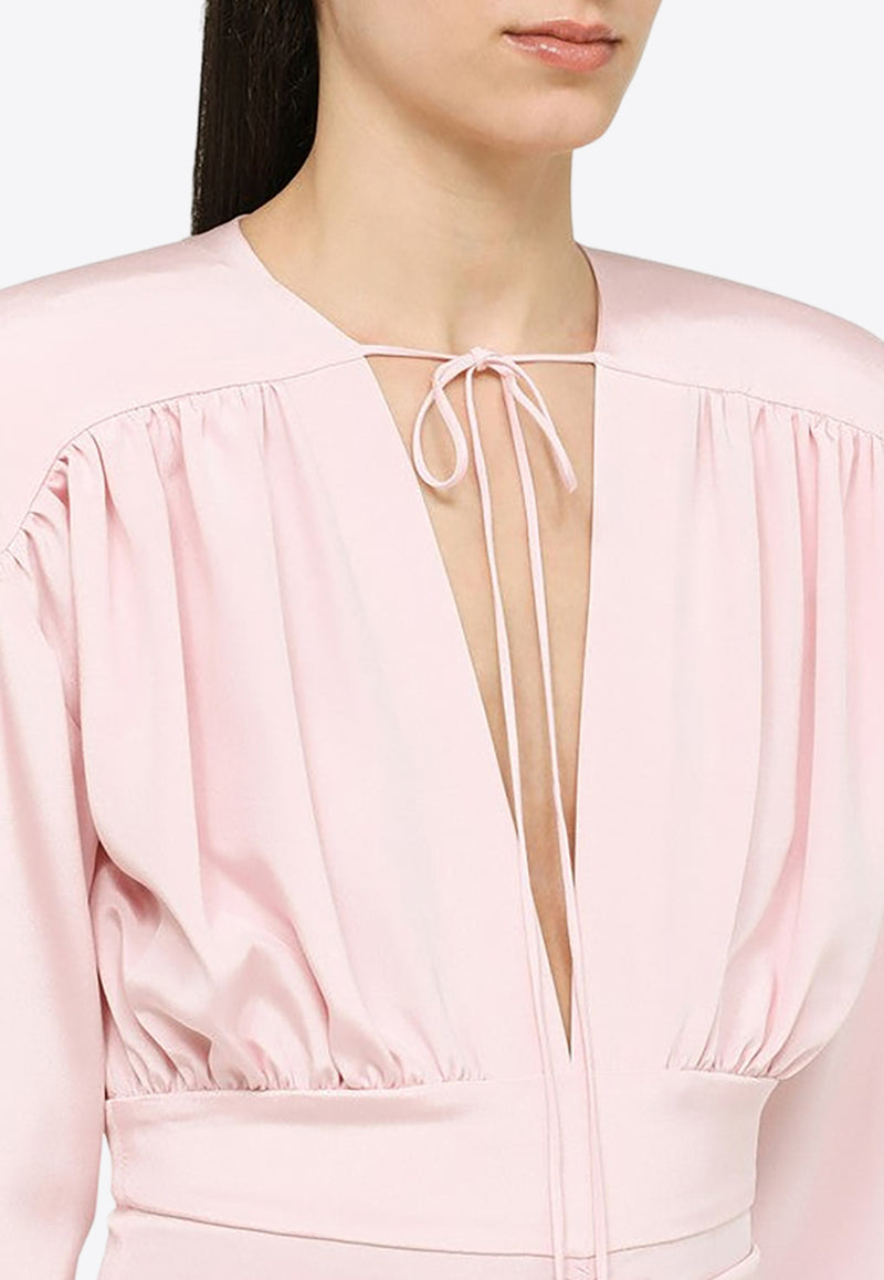The Mannei Nanterre V-neck Draped Mini Dress Pink NANTERRESI/M_MANNE-PI
