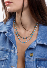 Crystal Haze Jewelry Nazar Chain Layered Necklace Blue NAZARNECKLACEBLUE MULTI