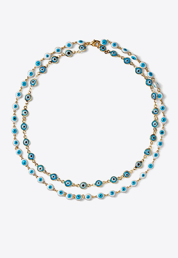 Crystal Haze Jewelry Nazar Chain Layered Necklace Blue NAZARNECKLACEBLUE MULTI