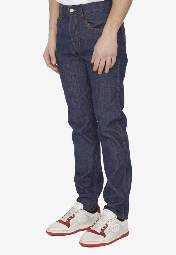 Gucci Logo Patch Straight-Leg Jeans Blue 774079-XDCTH-4100