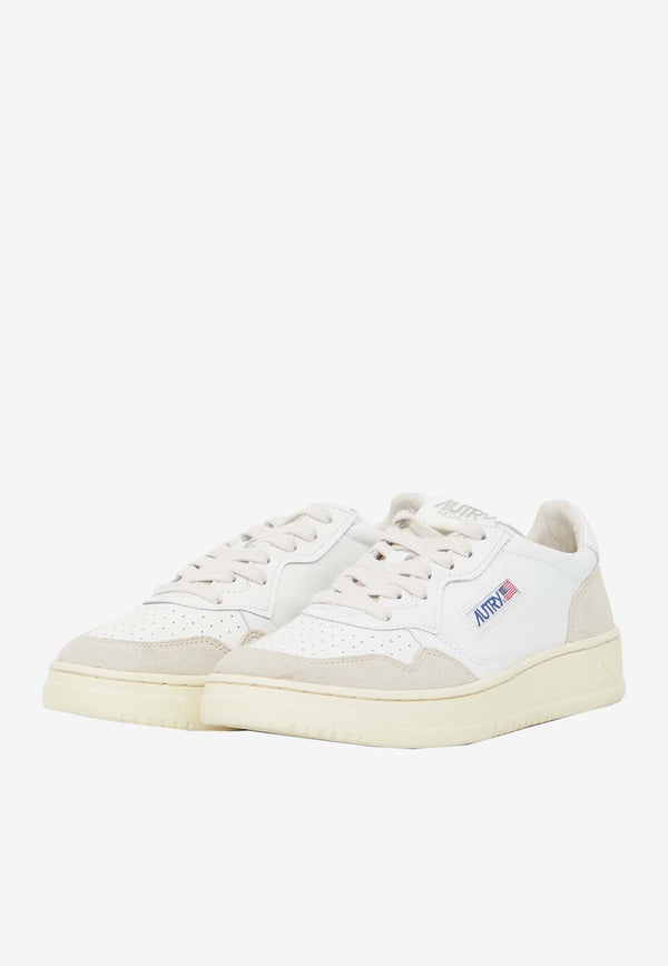 Autry Medalist Leather and Suede Low-Top Sneakers White AULM-LS-33