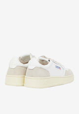 Autry Medalist Leather and Suede Low-Top Sneakers White AULM-LS-33