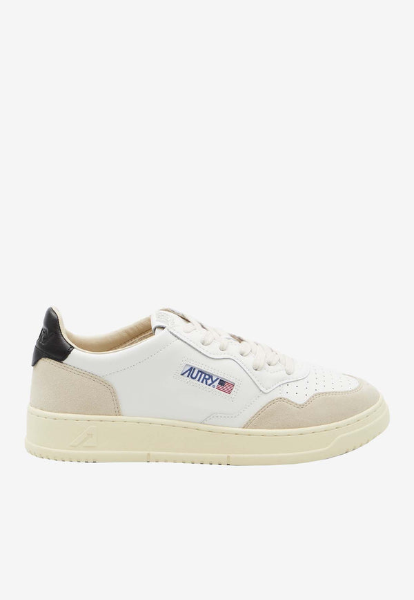 Autry Medalist Leather and Suede Low-Top Sneakers White AULM-LS-21