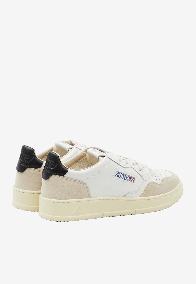 Autry Medalist Leather and Suede Low-Top Sneakers White AULM-LS-21
