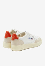 Autry Medalist Leather and Suede Low-Top Sneakers White AULM-LS-45