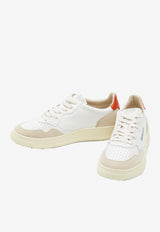 Autry Medalist Leather and Suede Low-Top Sneakers White AULM-LS-45