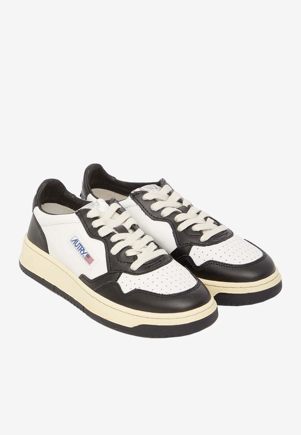 Autry Medalist Bicolor Low-Top Leather Sneakers Monochrome AULW-WB-01