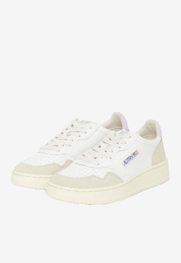 Autry Medalist Leather and Suede Low-Top Sneakers White AULW-LS-68