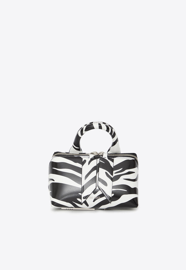 The Attico Mini Friday Zebra Print Leather Top Handle Bag Monochrome WAH02-EL020-020