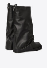 The Attico Robin Combat Boots in Calf Leather Black WS798-L019-100