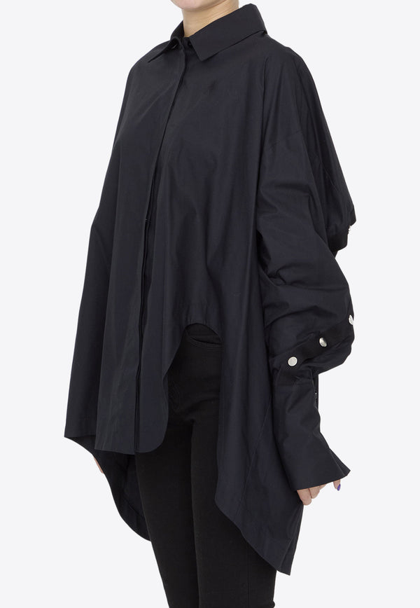 The Attico Asymmetric Long-Sleeved Shirt Black WCH16-C052-100