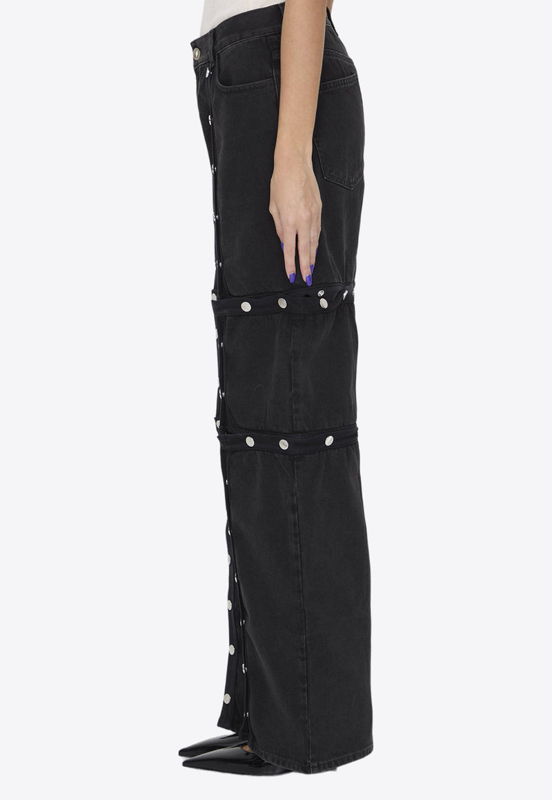 The Attico Snap-Detailed Wide-Leg Jeans Black WCP144-D068-100