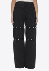 The Attico Snap-Detailed Wide-Leg Jeans Black WCP144-D068-100