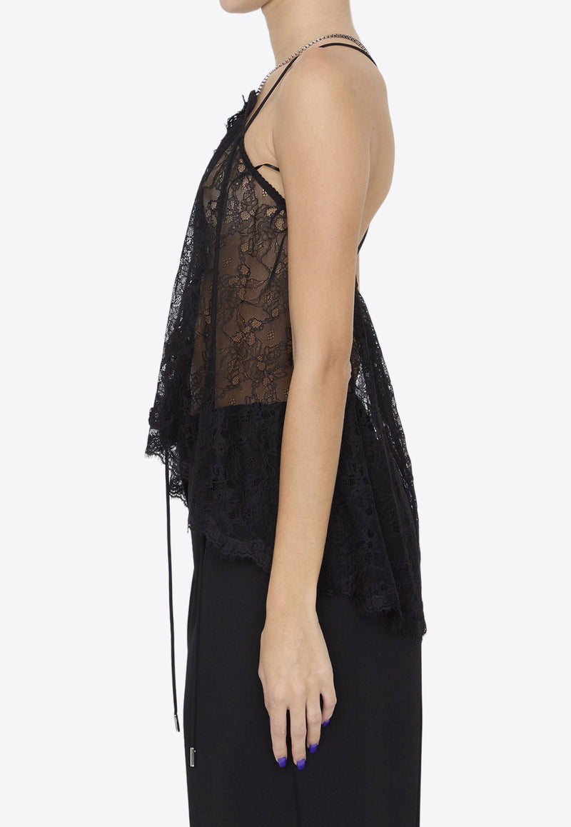 The Attico Cut-Out Sleeveless Lace Top Black WCT234-PA51-100