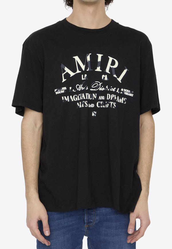 Amiri Distressed Arts District Crewneck T-shirt Black AMJYTE1001--BLACK