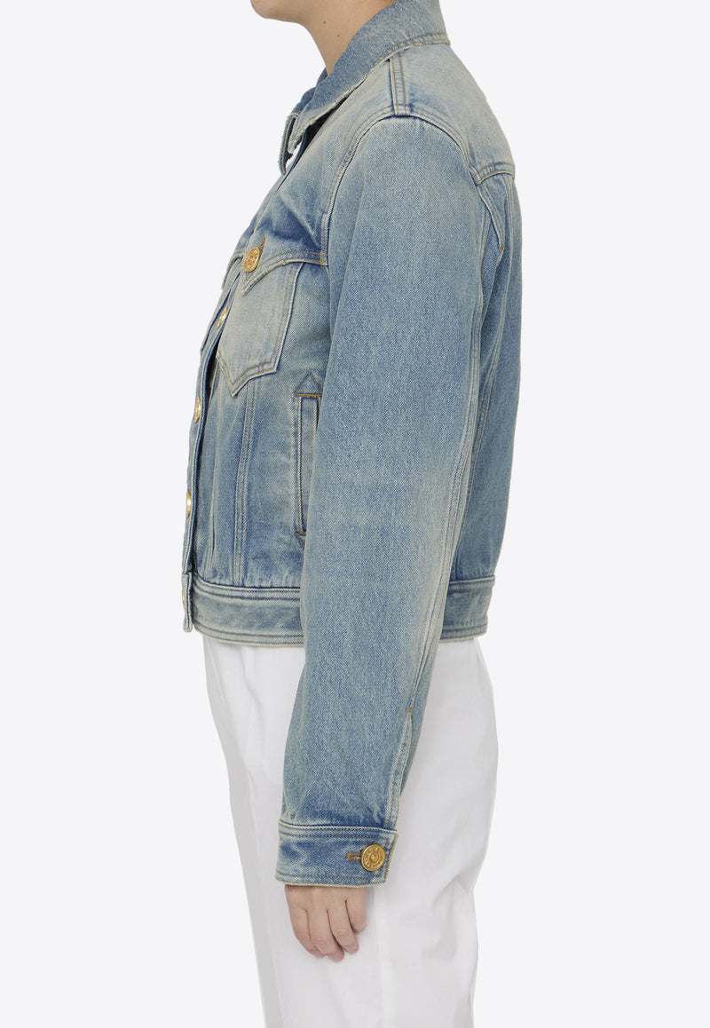 Balmain Washed Denim Jacket Blue CF1TC130DE04--6FF