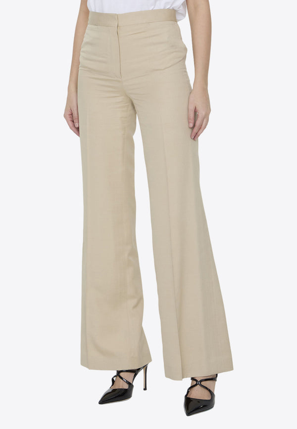 Stella McCartney Iconic Wide-Leg Tailored Pants Beige 640093-3DU701-2600