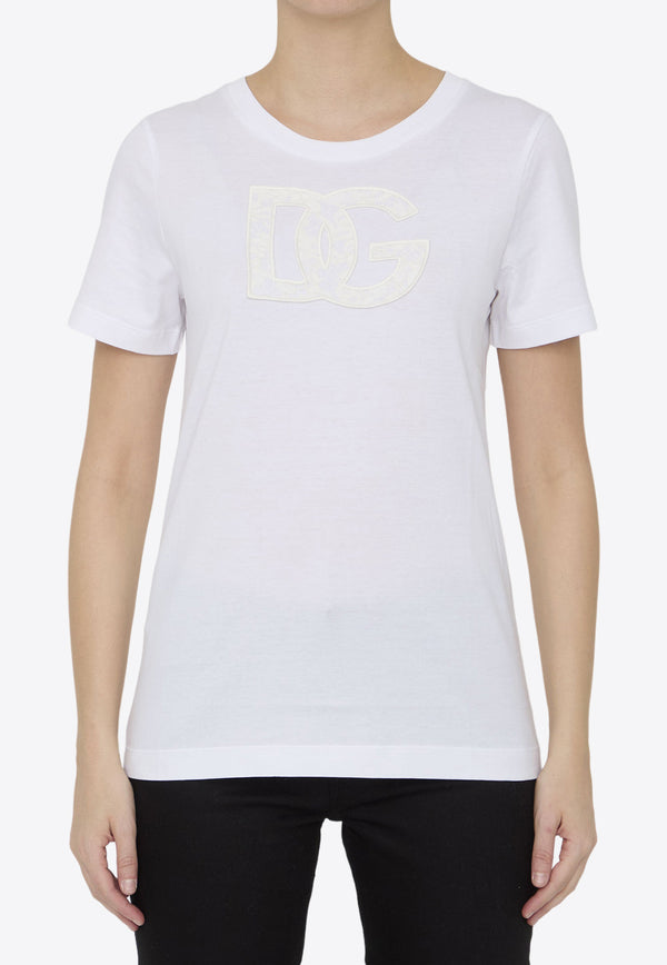 Dolce & Gabbana Lace Logo Short-Sleeved T-shirt F8M68Z-GDB90-W0800