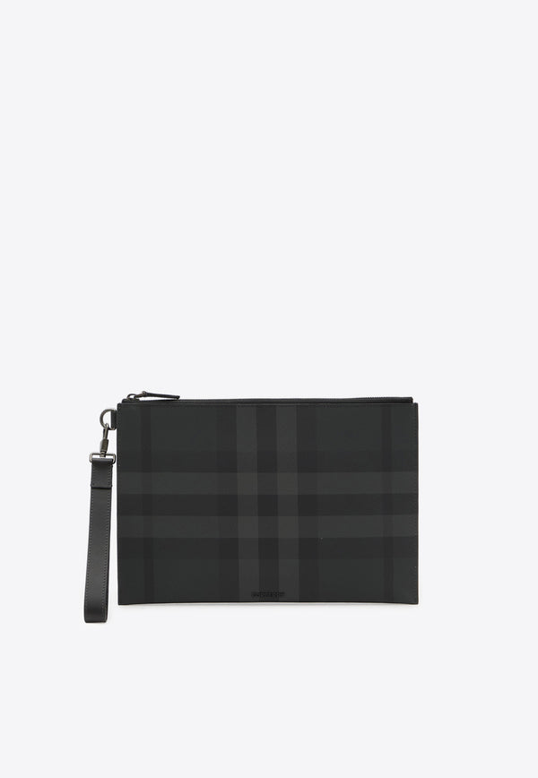 Burberry Large Check Print Pouch Bag Gray 8074693--A1208