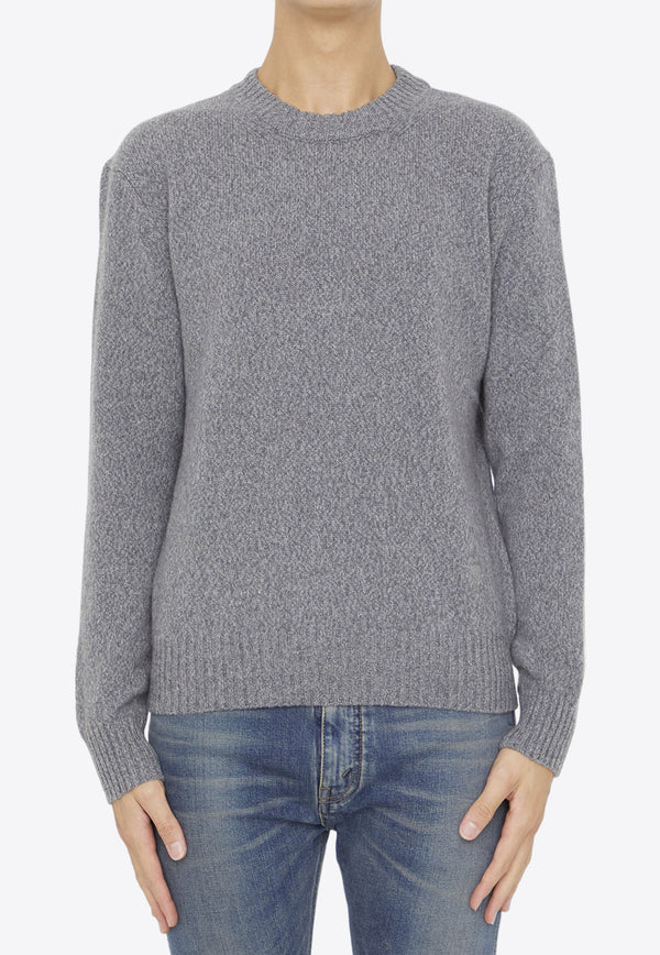 AMI PARIS Knitted Cashmere Sweater Gray HKS127-055-GRIS CHINE