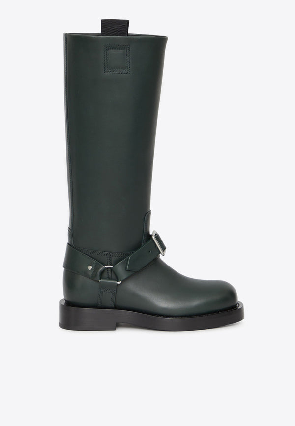 Burberry Saddle Knee-High Boots in Calf Leather Green 8077376--B7325