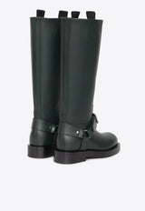 Burberry Saddle Knee-High Boots in Calf Leather Green 8077376--B7325