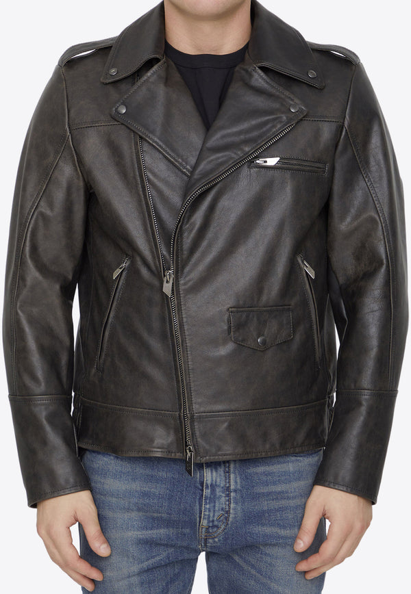 Salvatore Santoro Leather Biker Jacket Black 45527-DEMI-BLACK