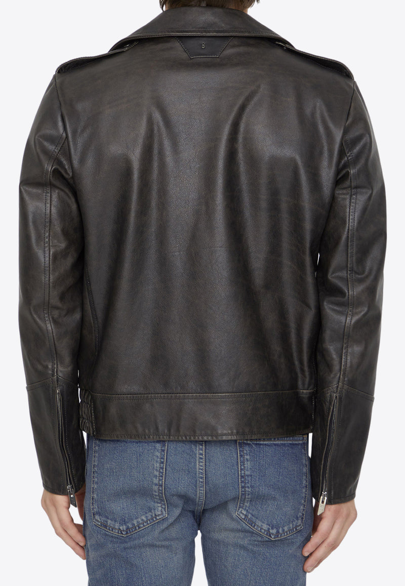 Salvatore Santoro Leather Biker Jacket Black 45527-DEMI-BLACK